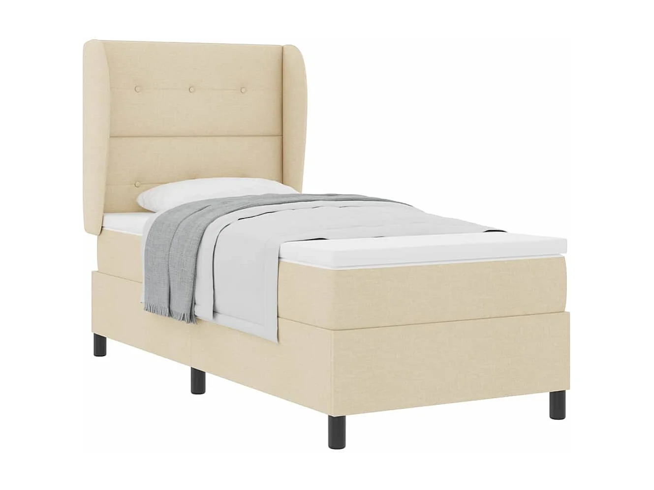 Cadre de lit avec matelas Crème 90 x 190 cm tissu