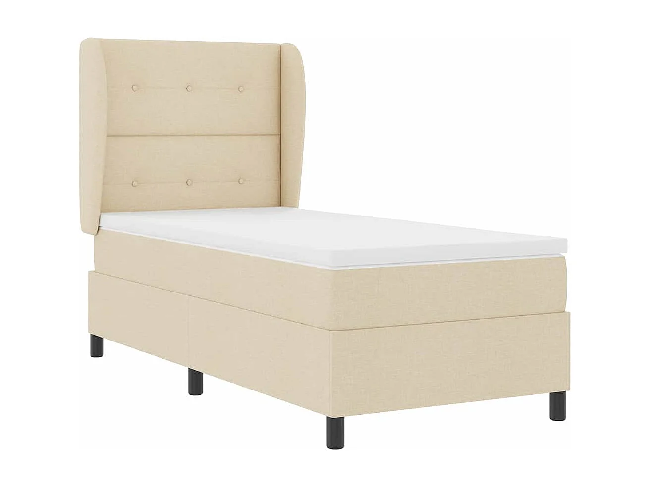 Cadre de lit avec matelas Crème 90 x 190 cm tissu