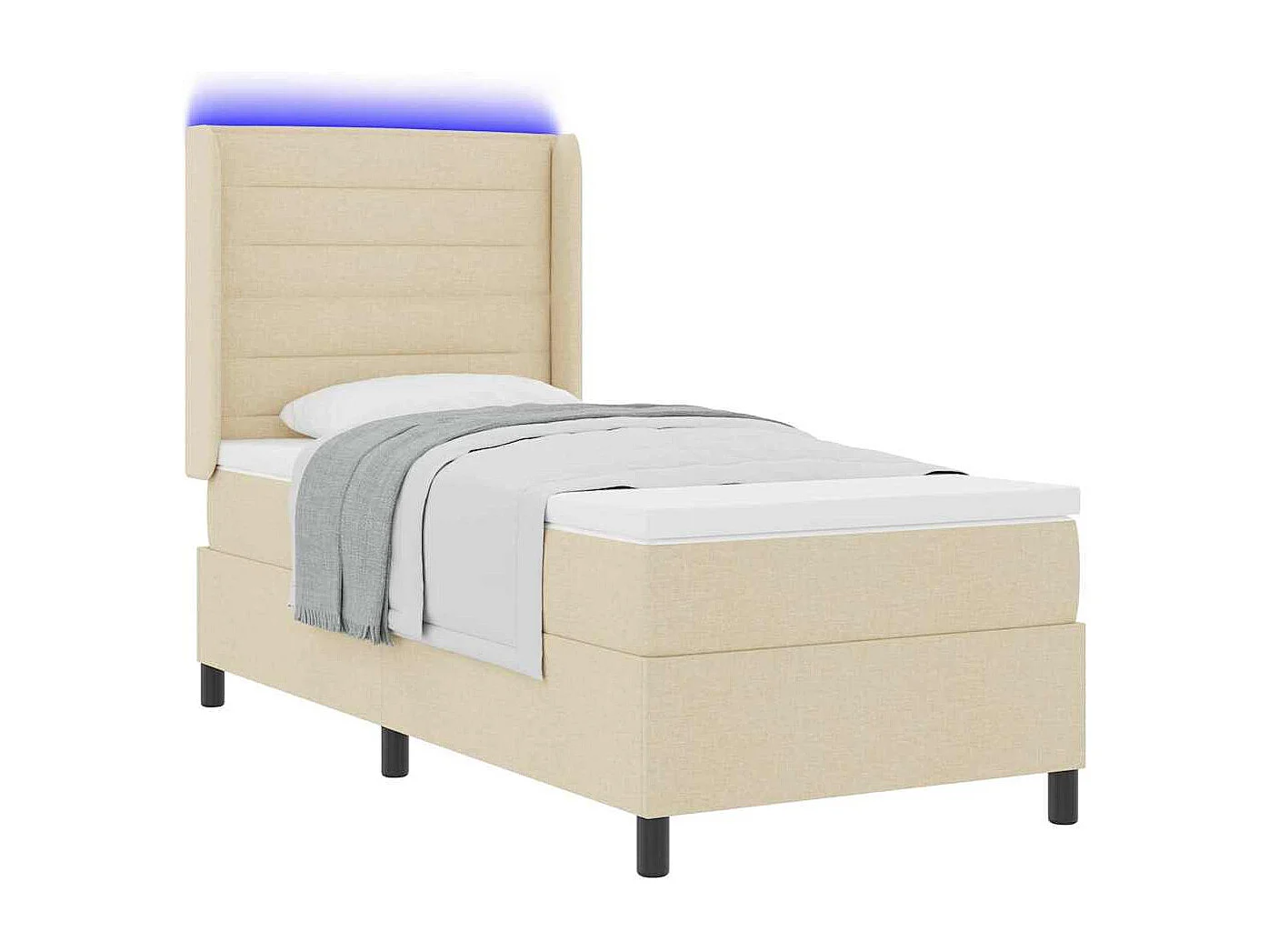 Cadre de lit avec matelas Crème 100 x 200 cm tissu