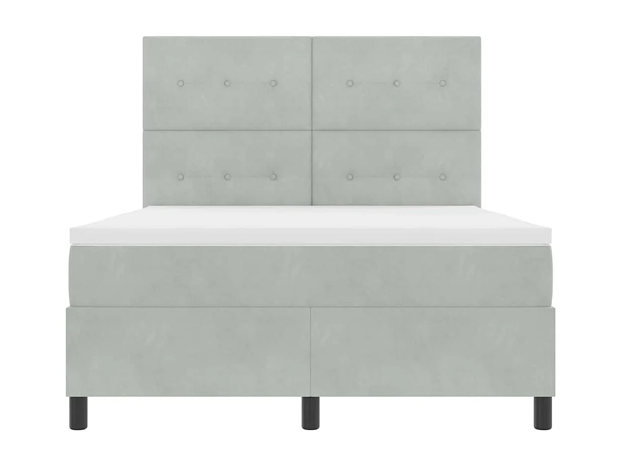 Cadre de lit avec matelas Gris clair 140 x 190 cm Velours