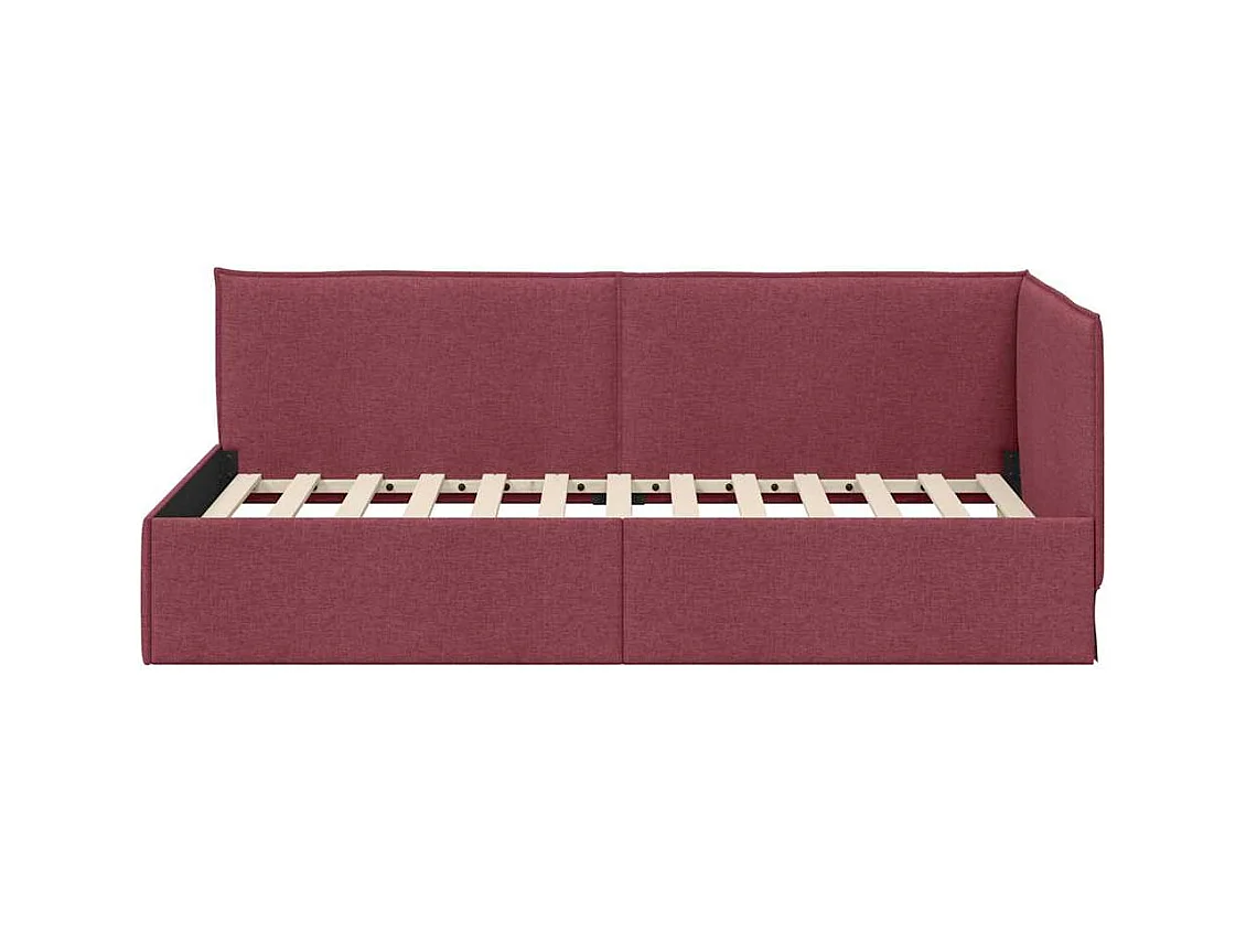 Cadre de lit d'angle Rouge bordeaux 90 x 190 cm tissu