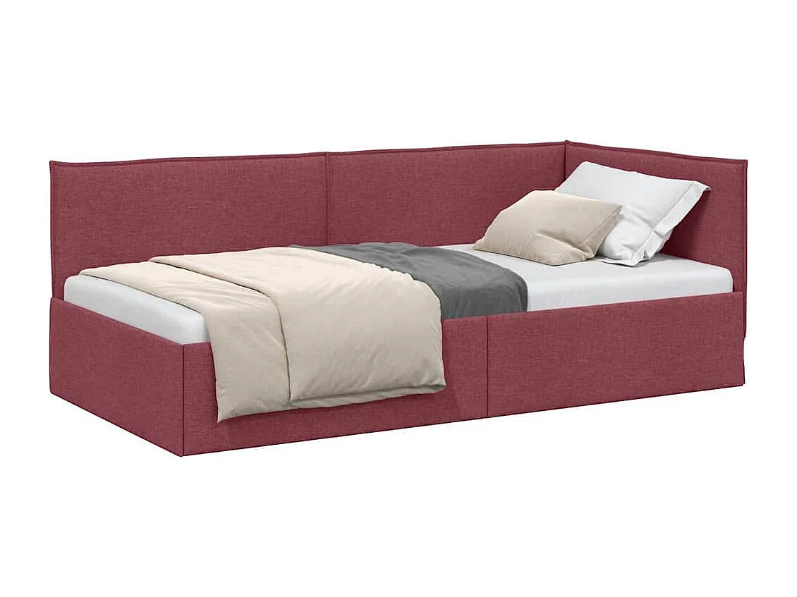 Cadre de lit d'angle Rouge bordeaux 90 x 190 cm tissu