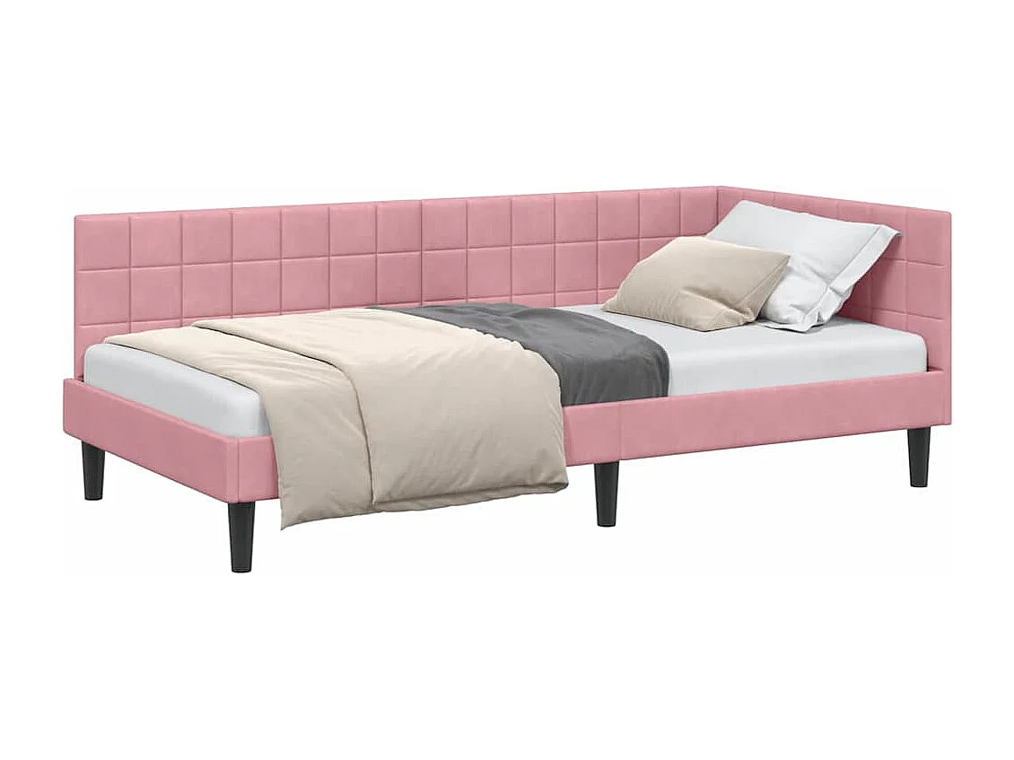 met hoofdeinde Roze 90 x 190 cm Fluweel