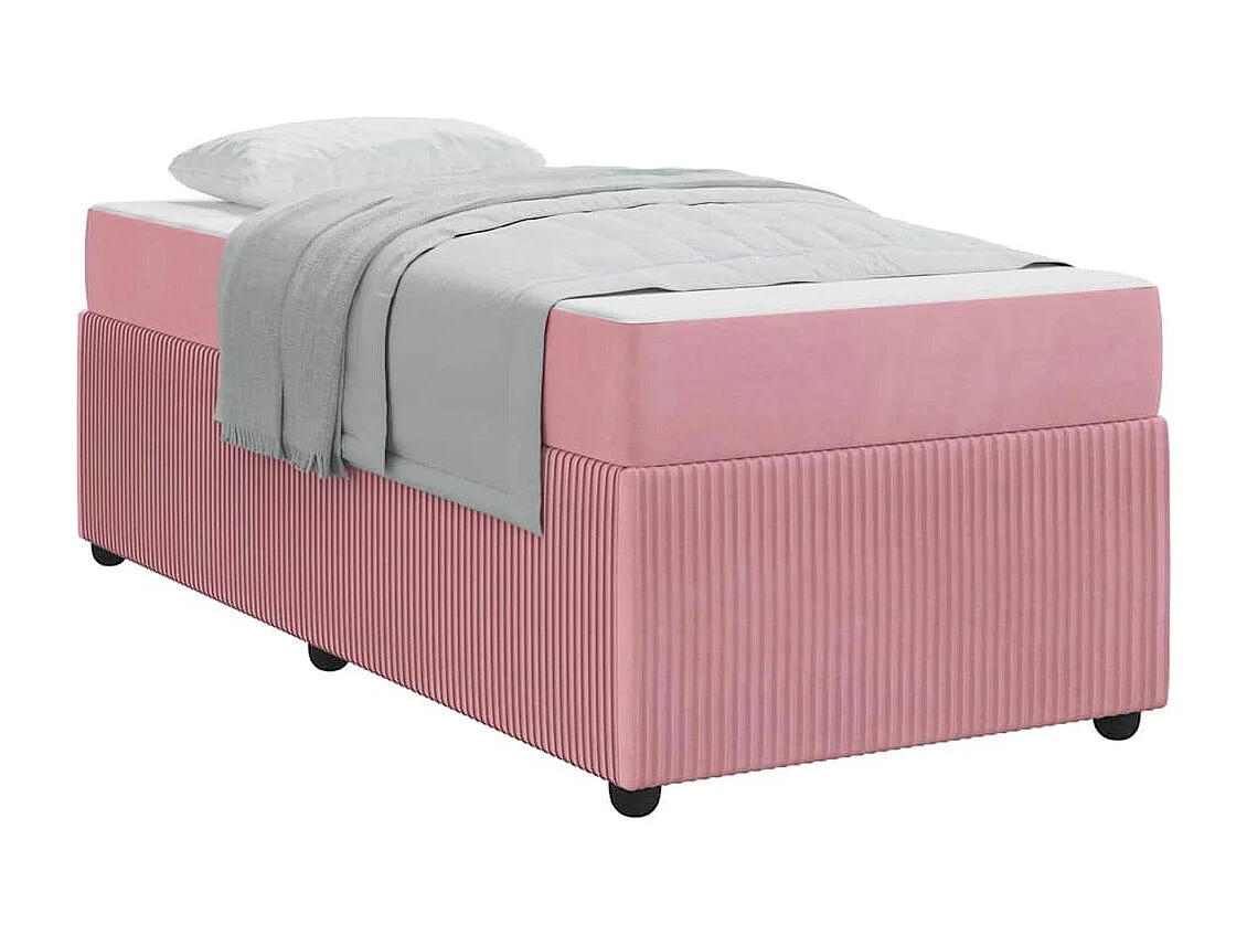 Estructura de cama con colchón Rosa 80 x 200 cm Terciopelo
