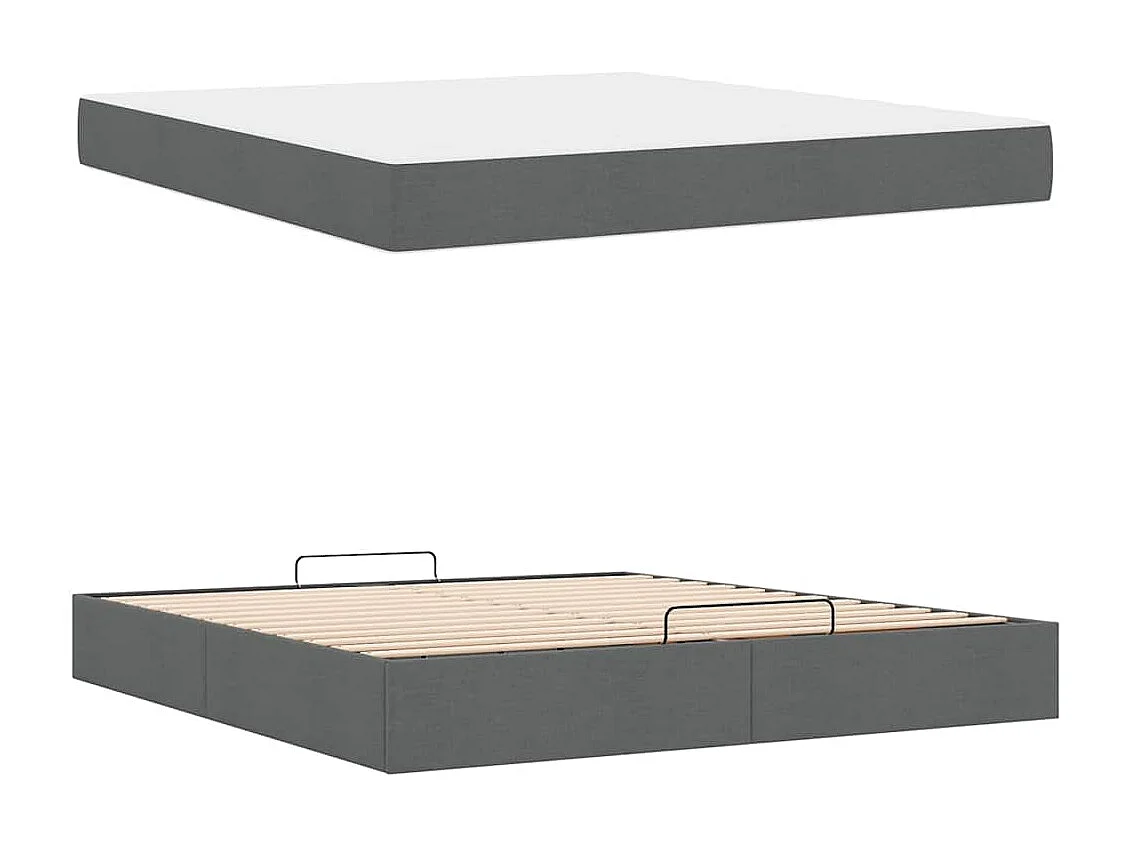 Cadre de lit avec stockage Gris foncé 180 x 200 cm tissu