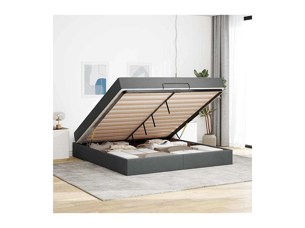 Estrutura da Cama Cinzento escuro 180 x 200 cm tecido