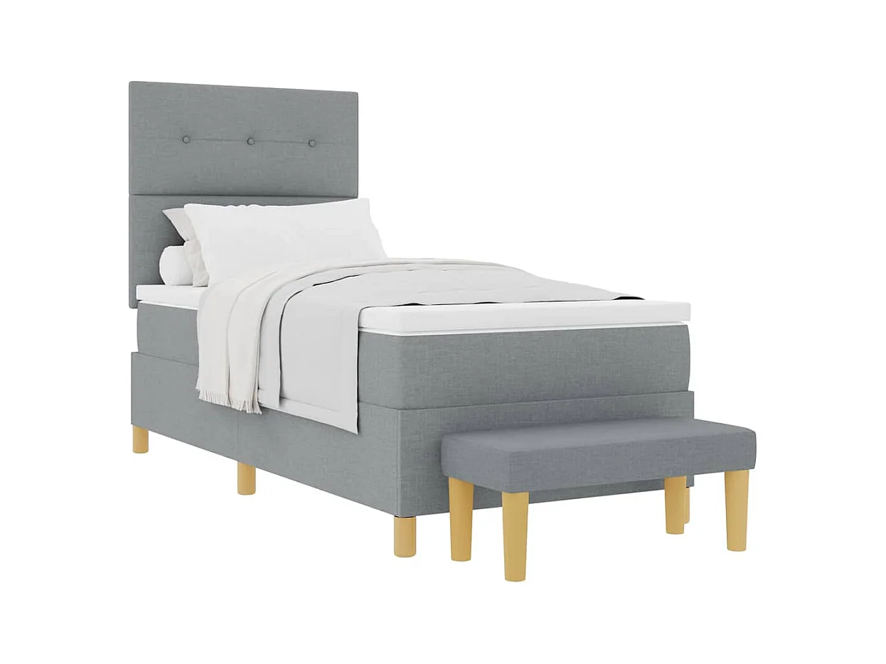 Cadre de lit avec matelas Gris clair 100 x 200 cm tissu