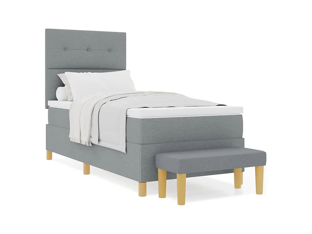 Cadre de lit avec matelas Gris clair 100 x 200 cm tissu