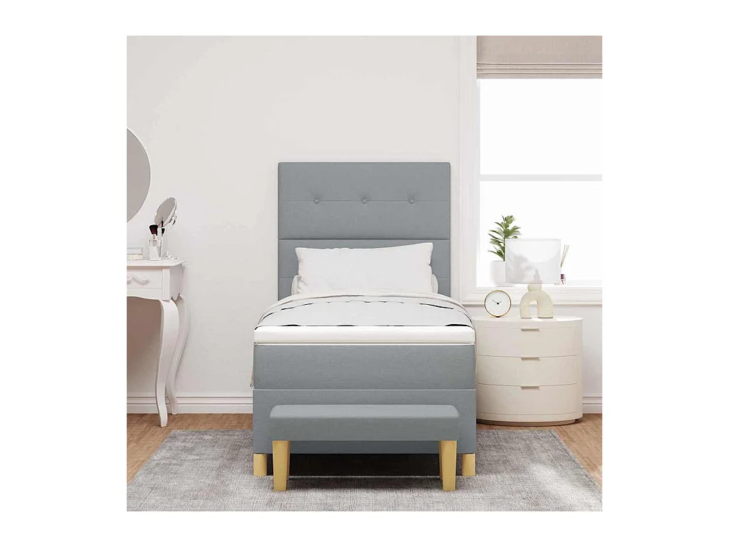 Cadre de lit avec matelas Gris clair 100 x 200 cm tissu