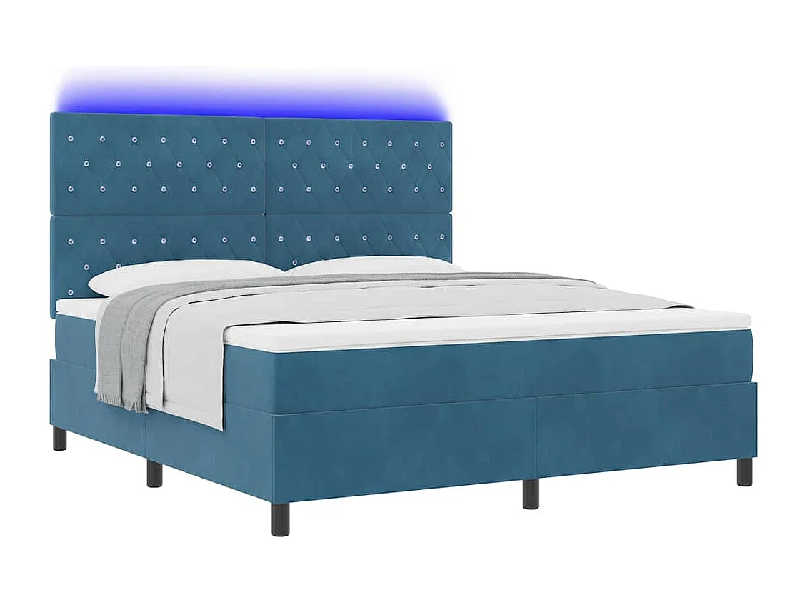 Cadre de lit avec matelas Bleu foncé 180 x 200 cm Velours