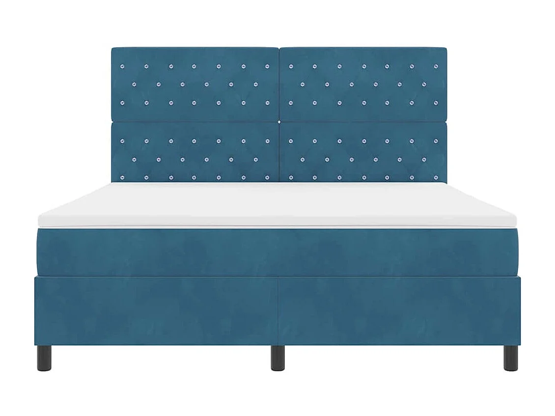 Cadre de lit avec matelas Bleu foncé 180 x 200 cm Velours