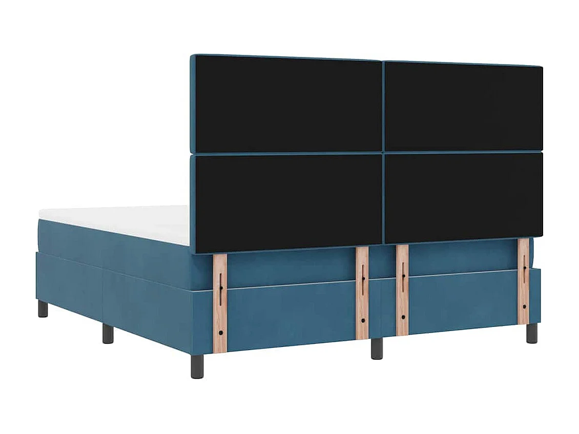 Cadre de lit avec matelas Bleu foncé 180 x 200 cm Velours