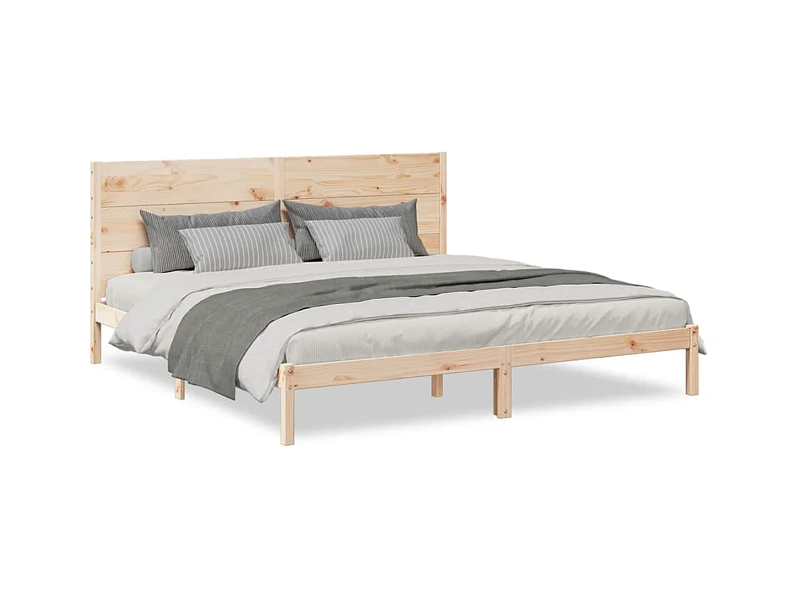 Cadre de lit extra long sans matelas 200x220 cm bois massif