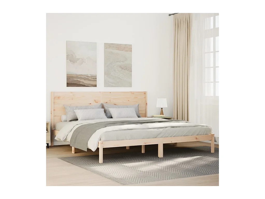 Cama extralarga sin colchón madera maciza 200x220 cm