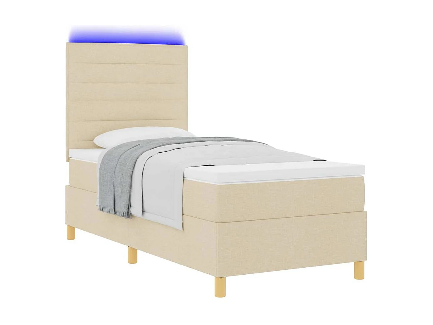 Cadre de lit avec matelas Crème 100 x 200 cm tissu