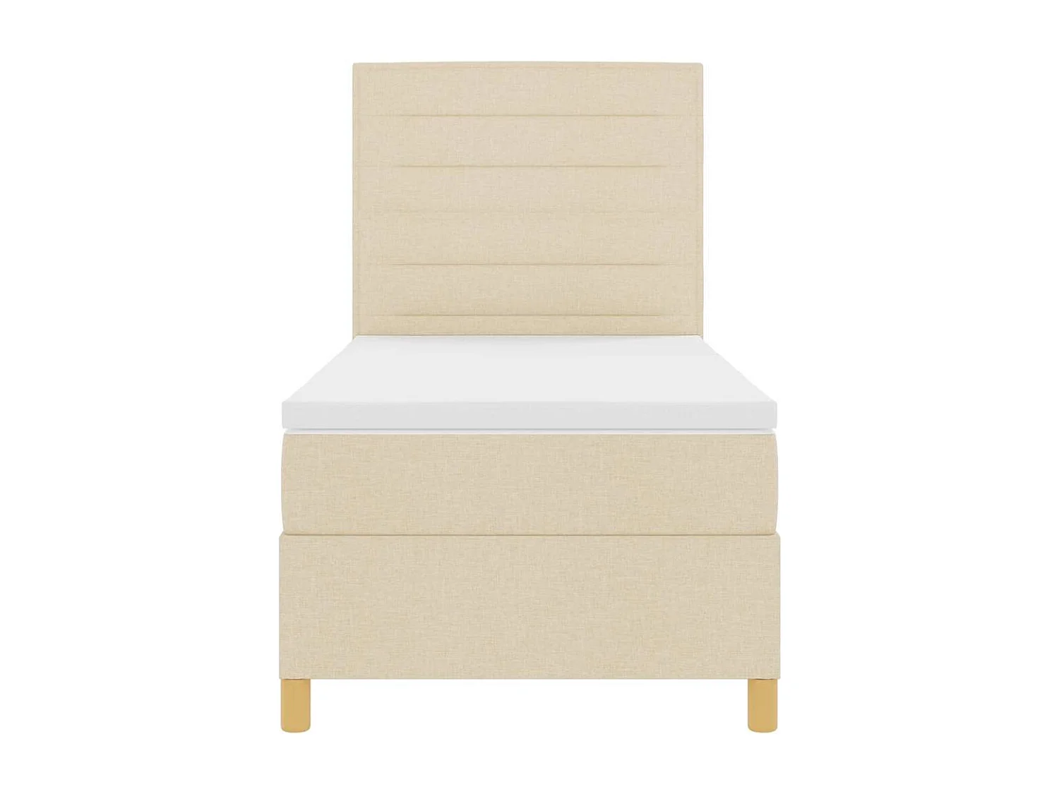 Cadre de lit avec matelas Crème 100 x 200 cm tissu