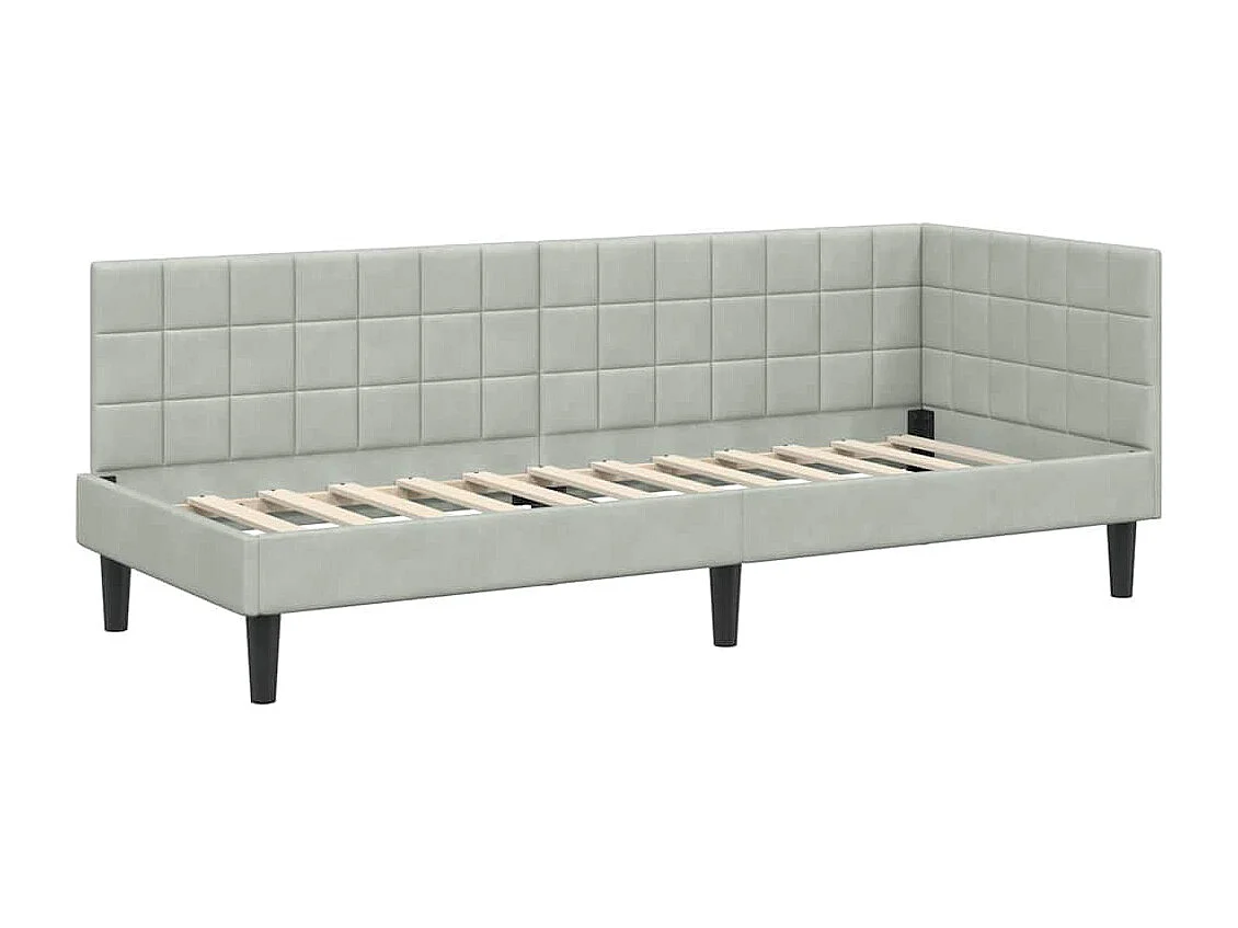 Estrutura de Cama de Canto Cinzento-claro 80 x 200 cm Veludo