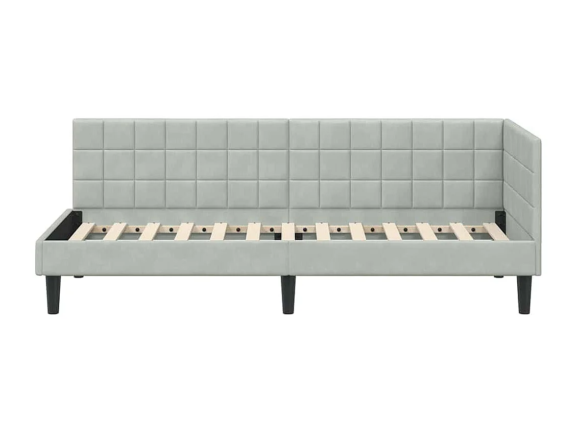 Estrutura de Cama de Canto Cinzento-claro 80 x 200 cm Veludo