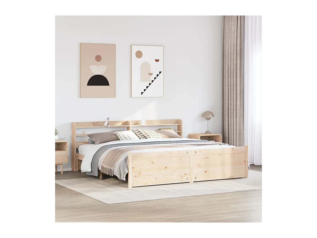 Bedframe met hoofdbord massief grenenhout 180x200 cm