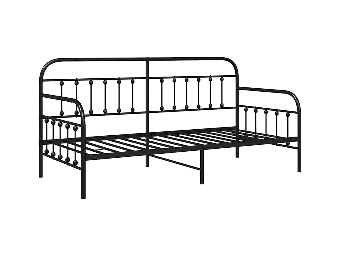 Cadre de lit de jour avec tête de lit Noir 90 x 200 cm Acier