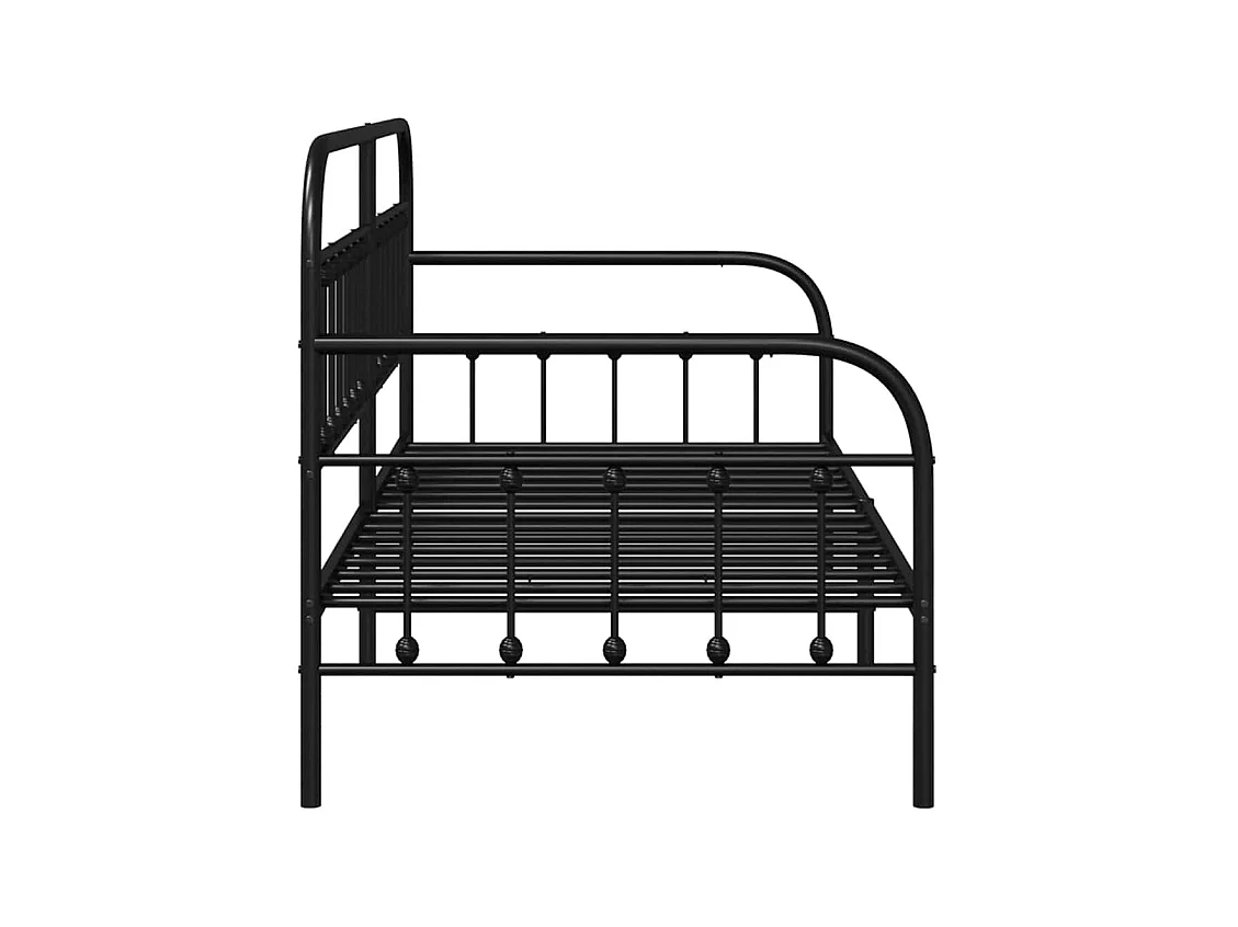 Cadre de lit de jour avec tête de lit Noir 90 x 200 cm Acier