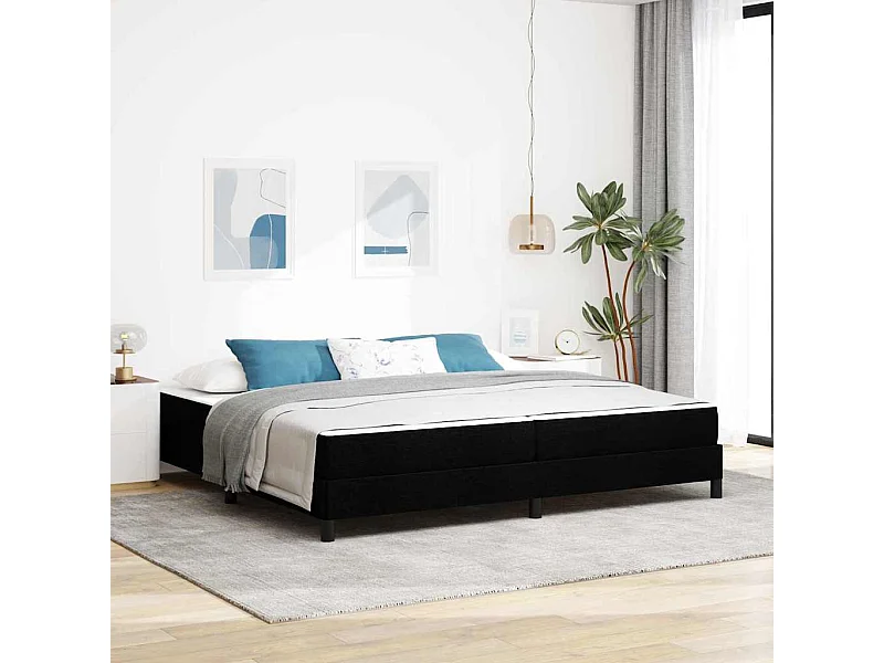 Cama tipo Box Spring con colchón Negro 200 x 200 cm tela
