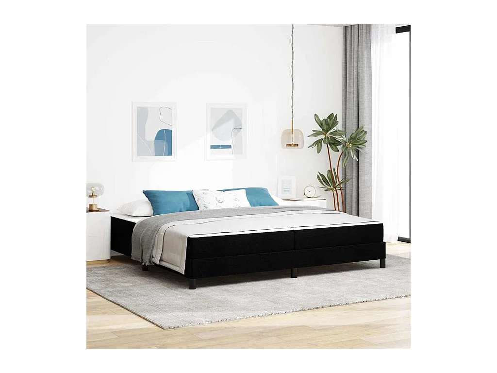 Cama tipo Box Spring con colchón Negro 200 x 200 cm tela