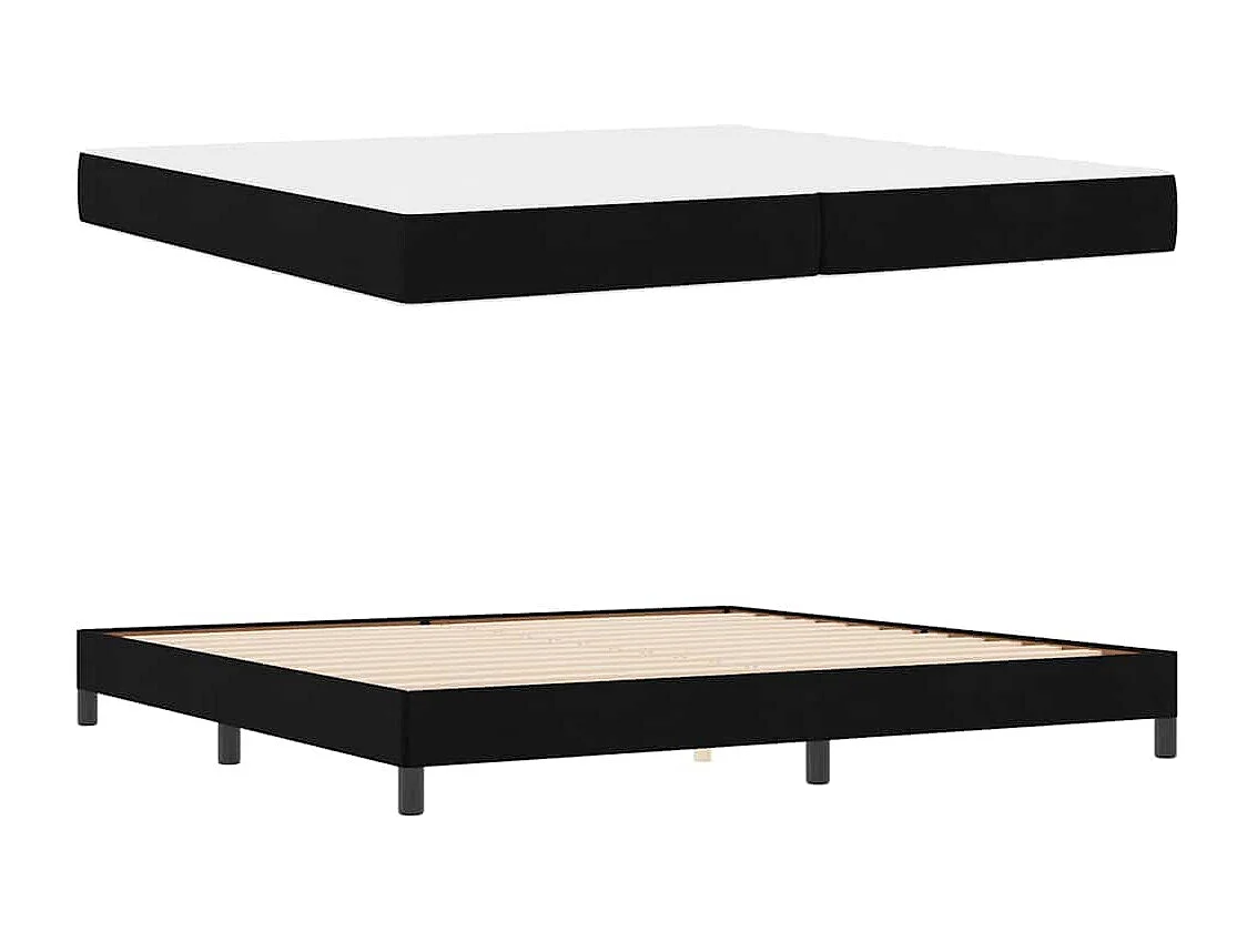 Cama tipo Box Spring con colchón Negro 200 x 200 cm tela
