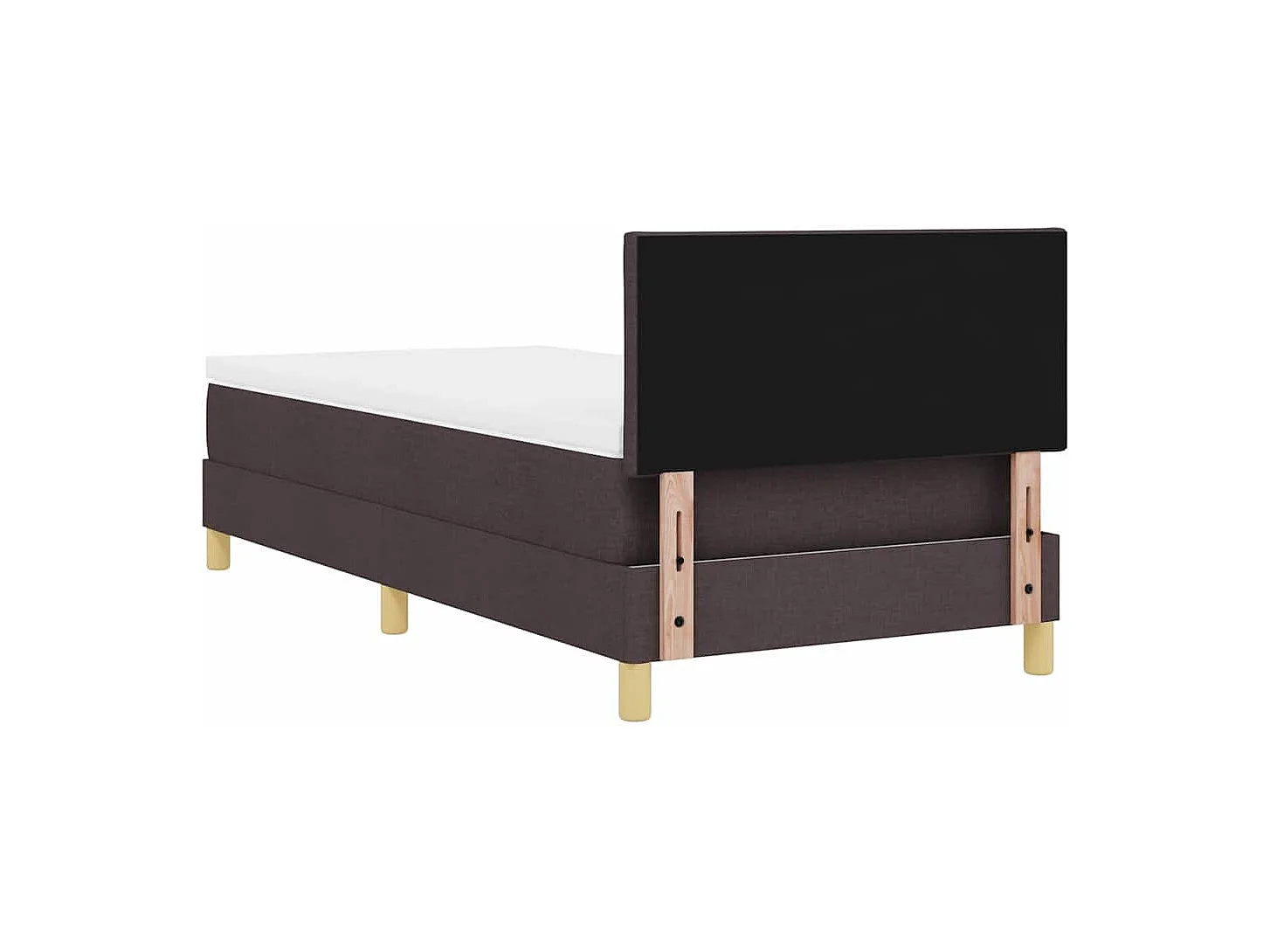 Cadre de lit avec matelas Marron foncé 90 x 200 cm tissu