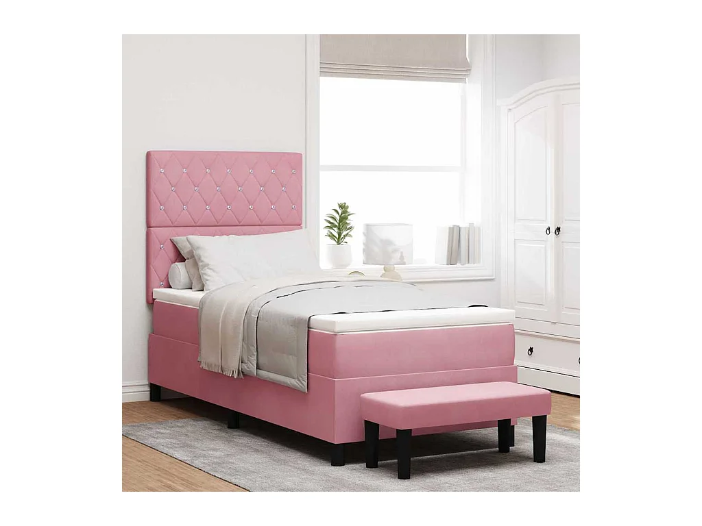 Boxspring bed met matras Roze 90 x 190 cm Fluweel