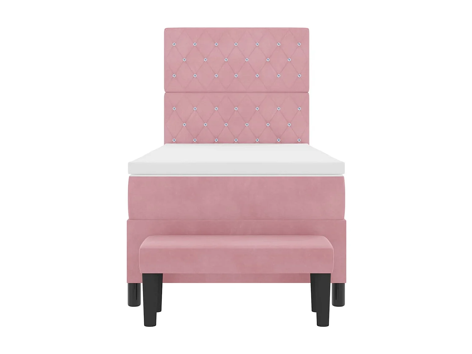 Cama tipo Box Spring con colchón Rosa 90 x 190 cm Terciopelo