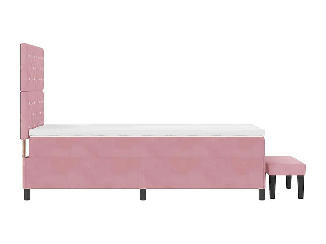 Cama tipo Box Spring con colchón Rosa 90 x 190 cm Terciopelo