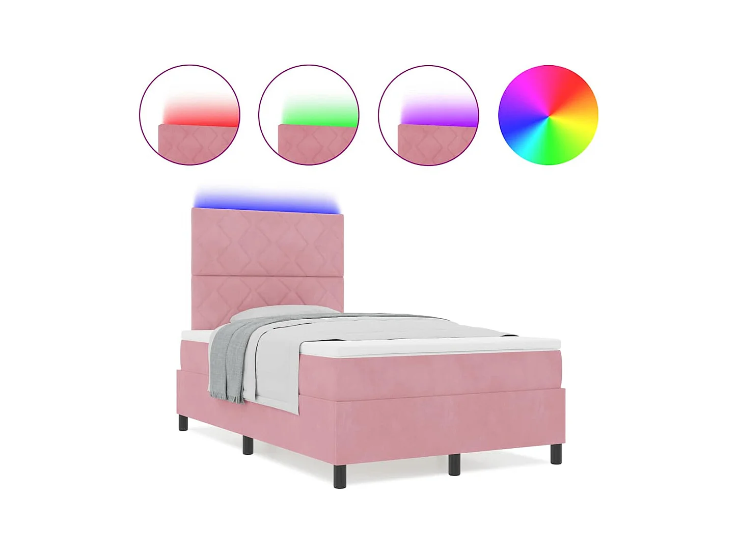 Cadre de lit avec matelas Rose 120 x 190 cm Velours