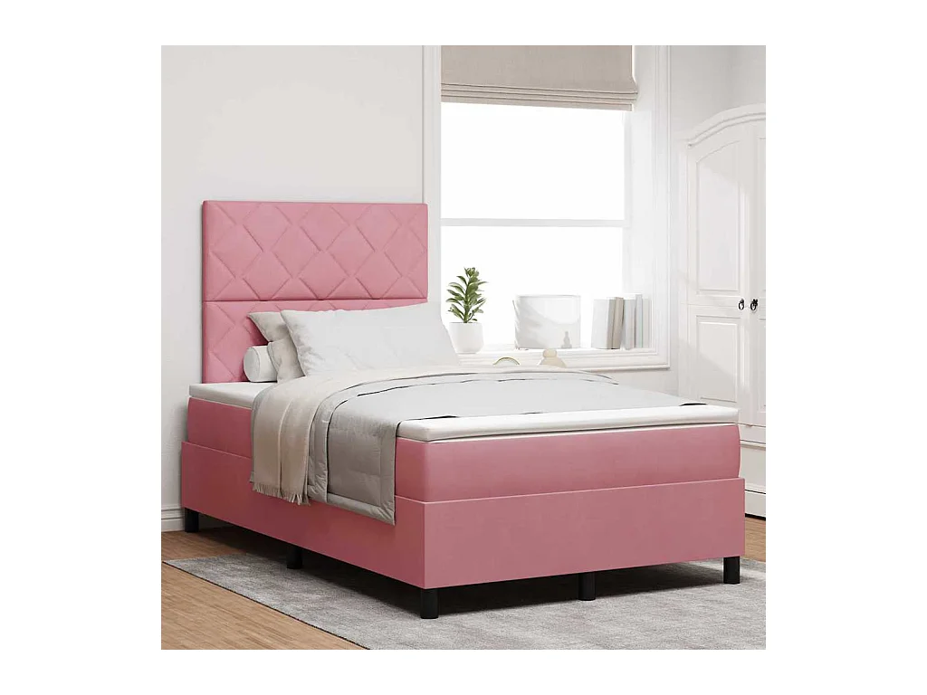 Cadre de lit avec matelas Rose 120 x 190 cm Velours