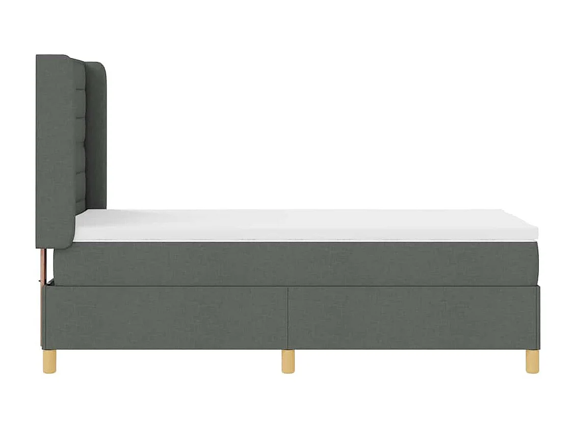 Cadre de lit avec matelas Gris foncé 100 x 200 cm tissu