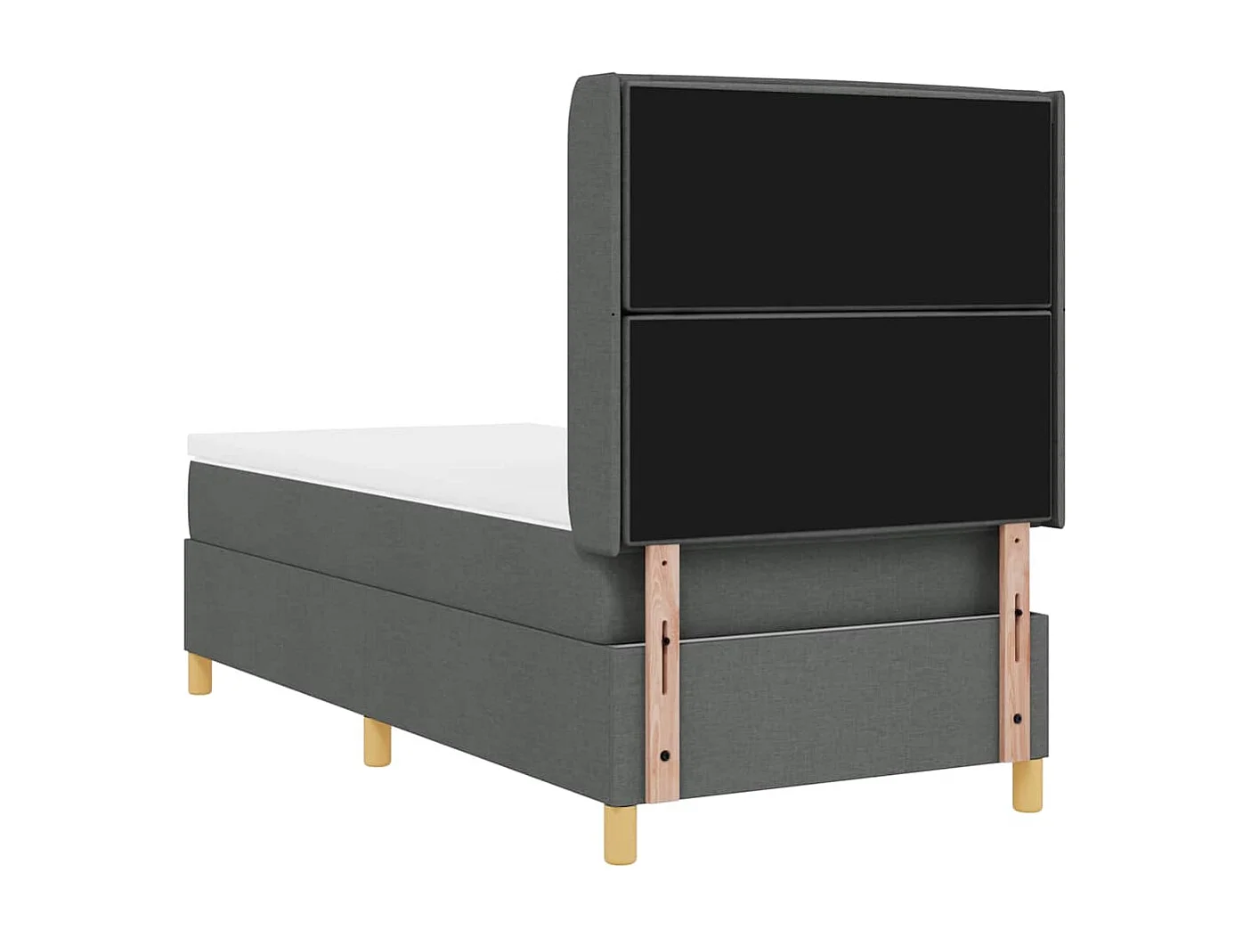 Cadre de lit avec matelas Gris foncé 100 x 200 cm tissu