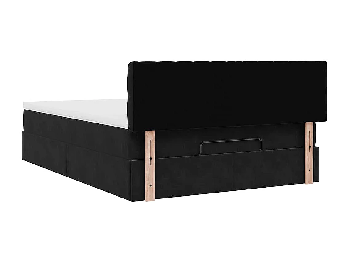 Estrutura de cama otomana com colchão 140x200 cm veludo preto