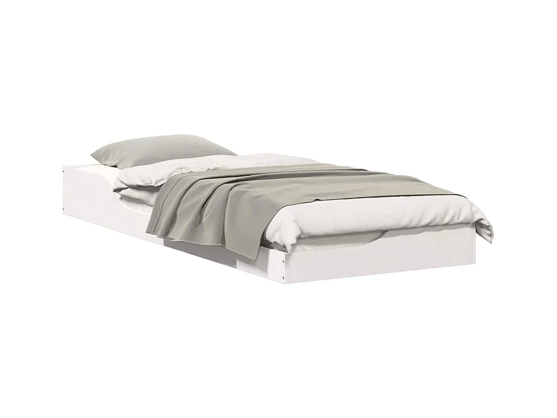 Cadre de lit surélevé Blanc 100 x 220 cm Bois massif en pin