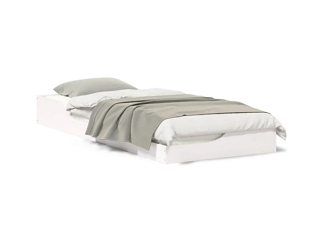 Cadre de lit surélevé Blanc 100 x 220 cm Bois massif en pin