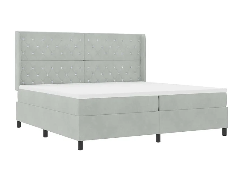 Boxspring bed met hoofdeinde Lichtgrijs 200 x 200 cm Fluweel