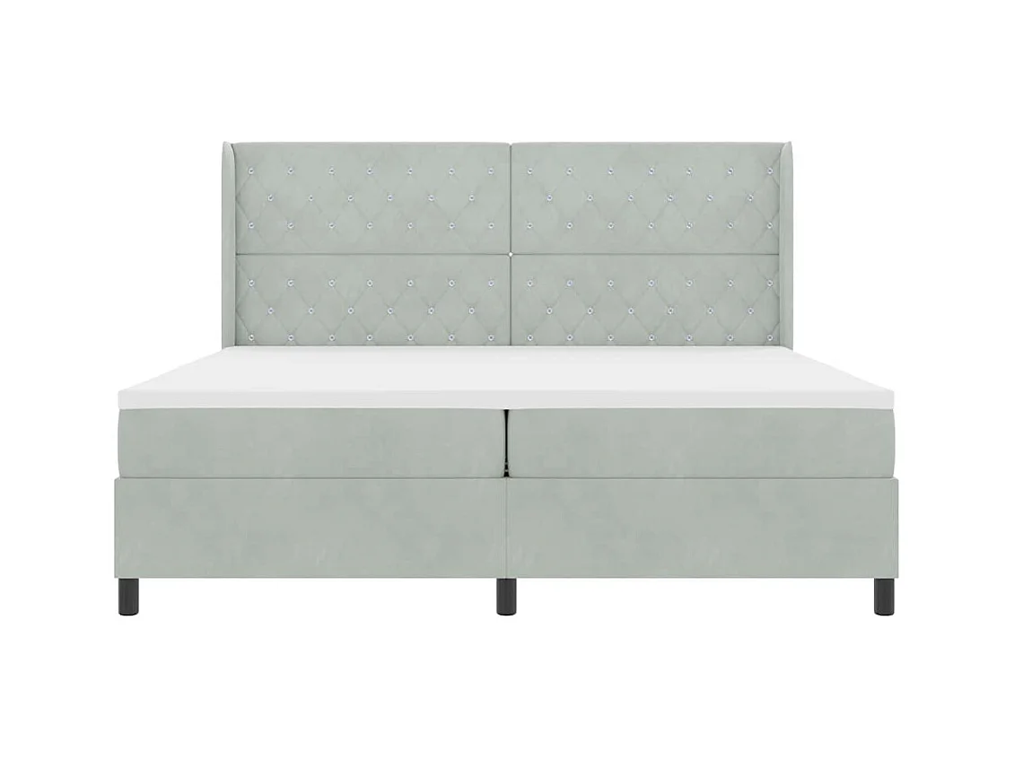 Cadre de lit avec tête de lit Gris clair 200 x 200 cm Velours