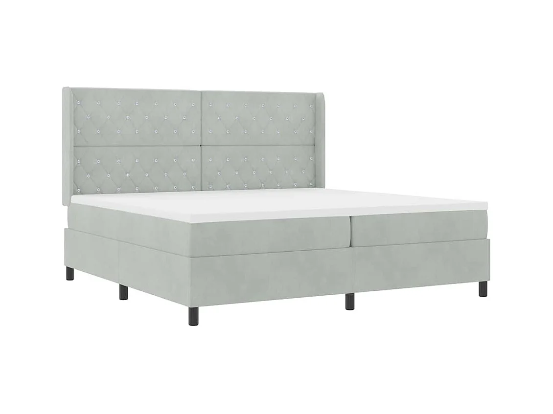 Cama Box com cabeceira Cinzento-claro 200 x 200 cm Veludo