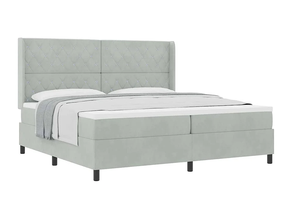 Cadre de lit avec tête de lit Gris clair 200 x 200 cm Velours