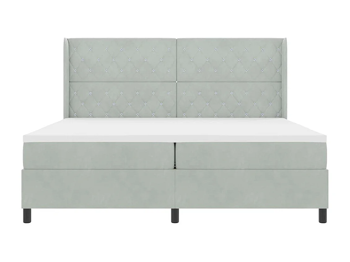 Cadre de lit avec tête de lit Gris clair 200 x 200 cm Velours