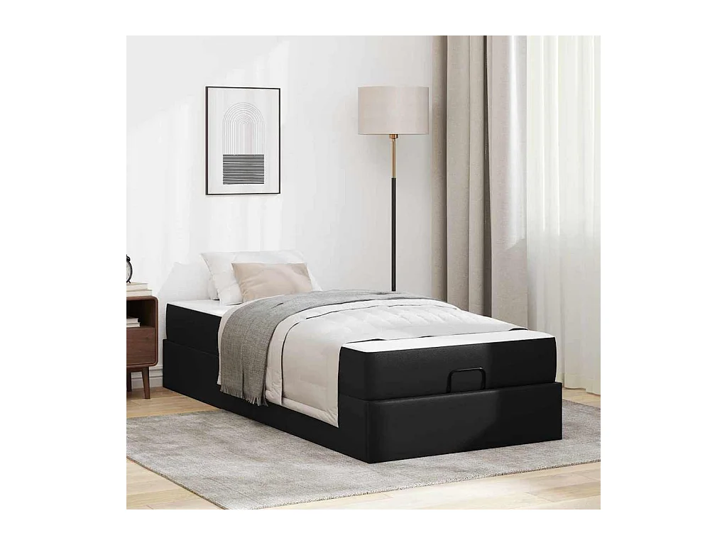 Cadre de lit avec matelas Noir 100 x 200 cm Faux cuir