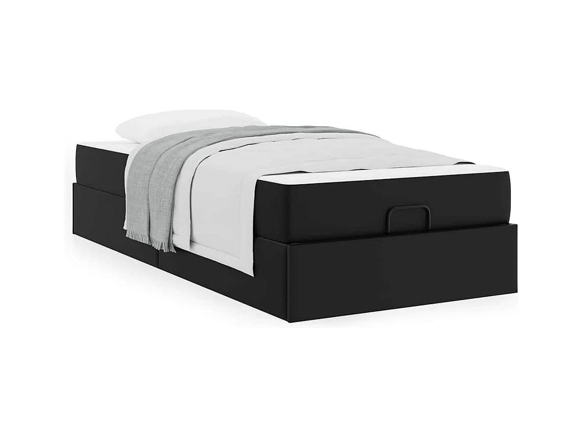 Cadre de lit avec matelas Noir 100 x 200 cm Faux cuir
