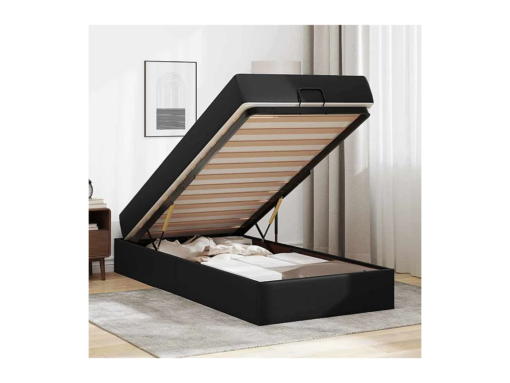 Cadre de lit avec matelas Noir 100 x 200 cm Faux cuir