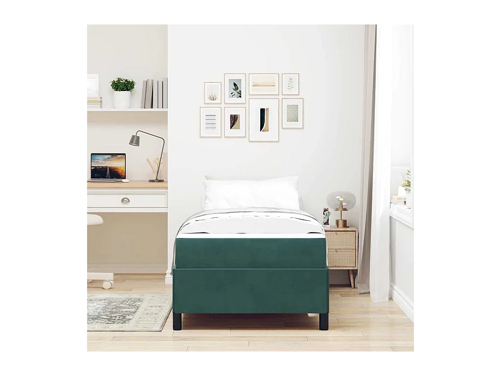 Estructura de cama Verde oscuro, Verde y Blanco 90 x 190 cm