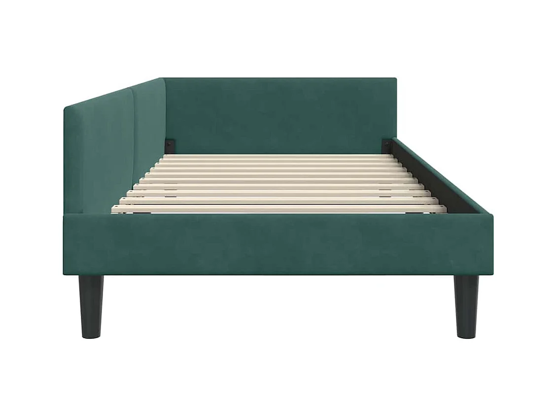 Cadre de lit d'angle avec tête de lit Vert foncé 90 x 200 cm