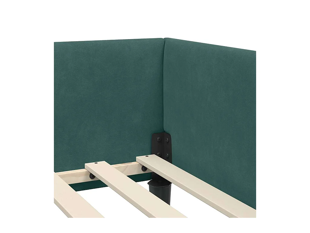 Cadre de lit d'angle avec tête de lit Vert foncé 90 x 200 cm